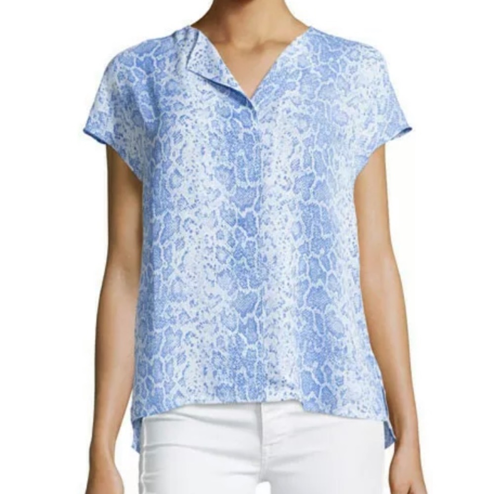 Laundry by Shelli Segal Blouse, Blue Leopard, Sz 4